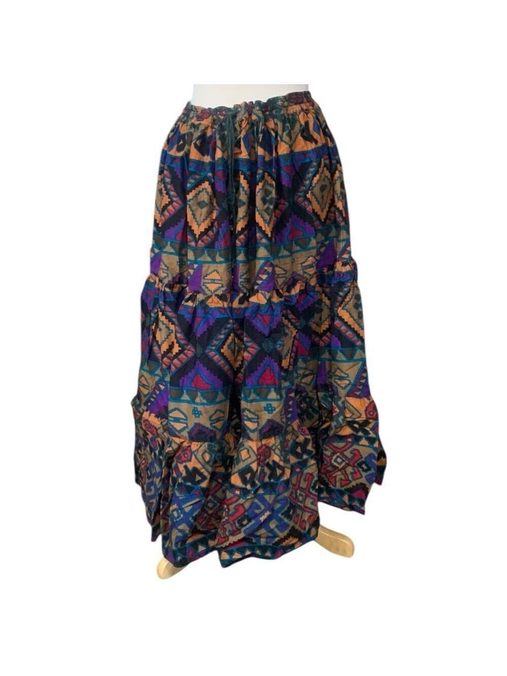 Vintage Blue Canyon Western Wear 100% Colton maxi skirt with drawstring waist L